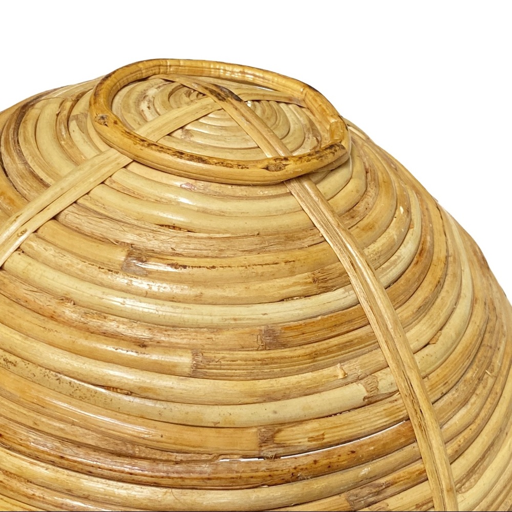 Coiled Bamboo Rattan Fruit Basket Bowl Decor Organization Bowls Boho VTG Neutral - Picture 3 of 4